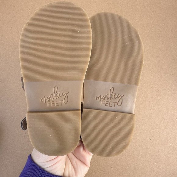 Monkey Feet Brown Leather Braided Sandals Shoes Size 18-24 Months - Picture 6 of 6